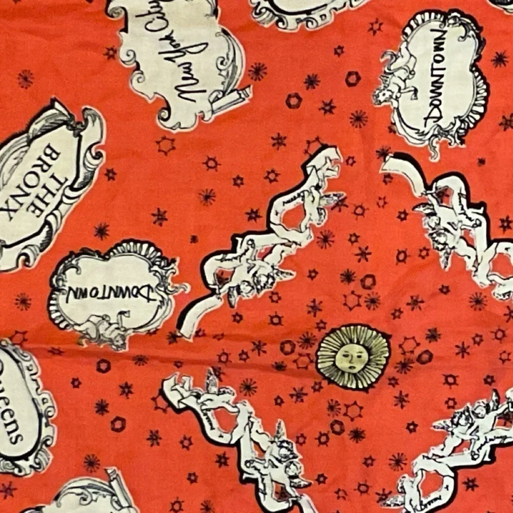1937 French wool scarf New York Bronx Uptown red white souvenir